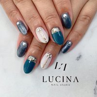 秋 ネイビー シルバーのネイルデザイン ネイルブック