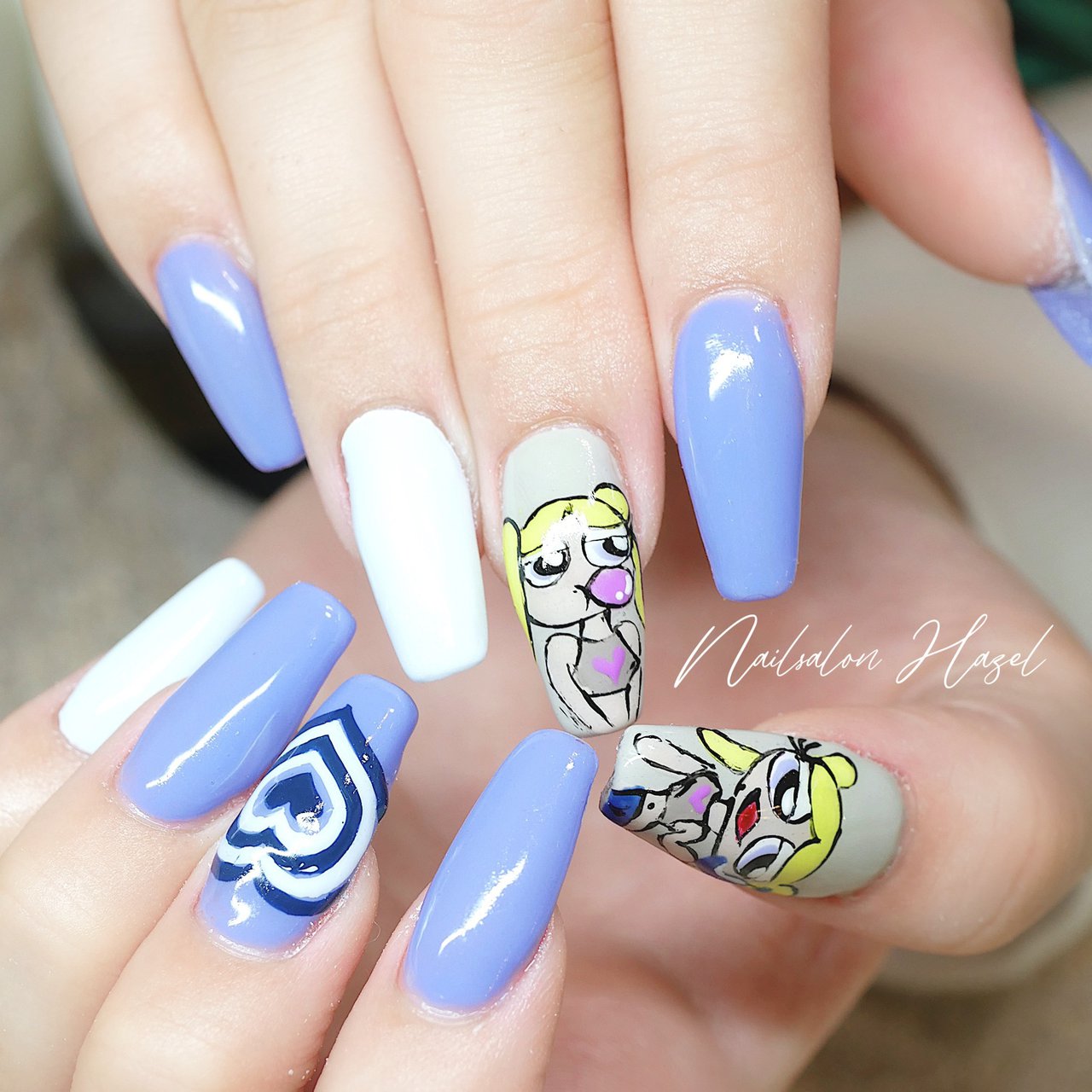 パーティー ハンド ハート キャラクター ロング Nailsalon Hazelのネイルデザイン No ネイルブック