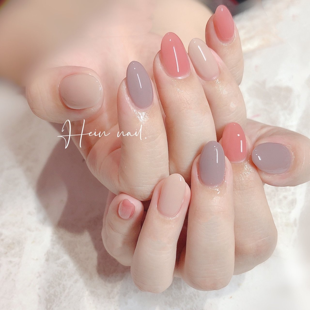 ベージュ ピンク グレージュ Hein Nail のネイルデザイン No ネイルブック