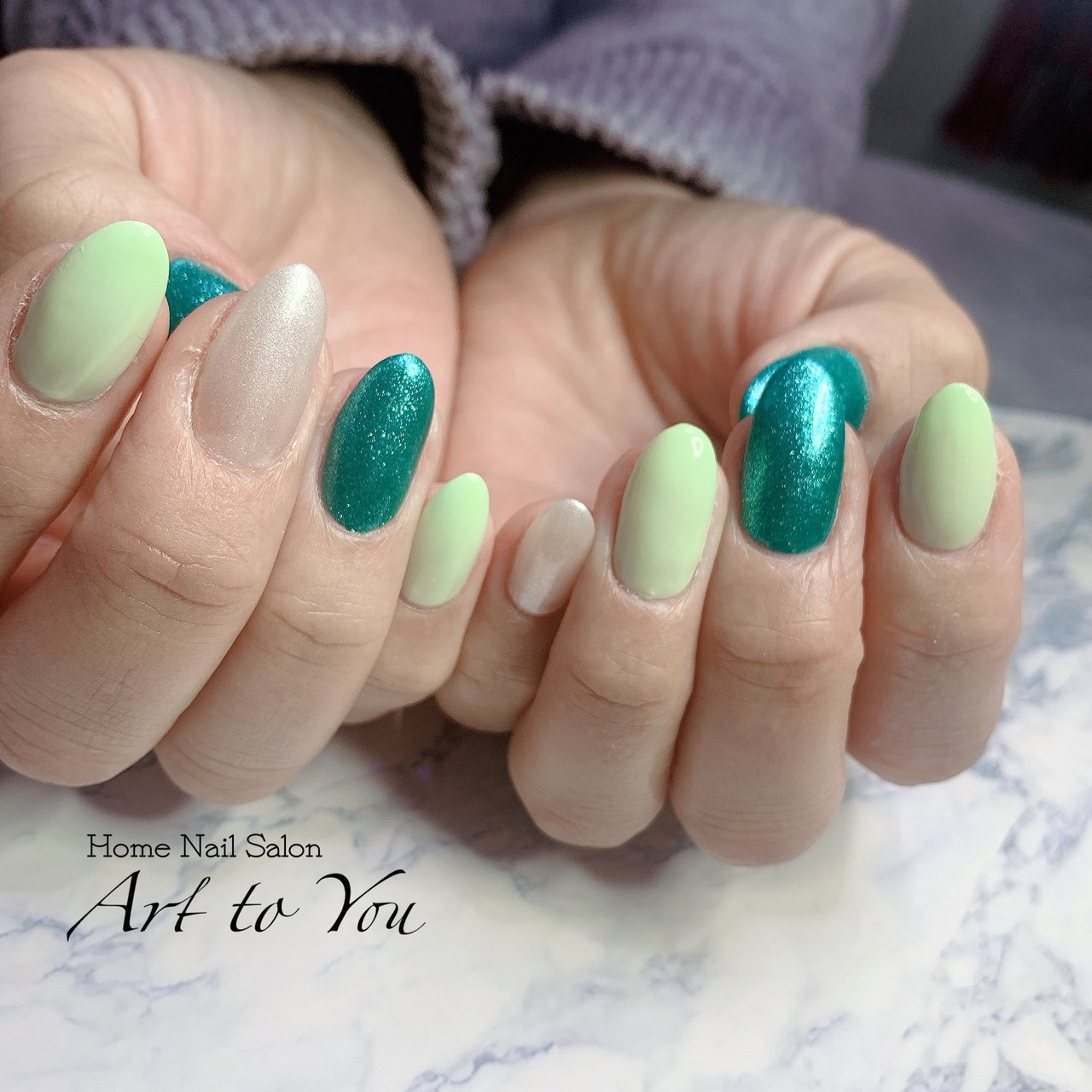 オールシーズン ハンド ラメ ワンカラー ミディアム Homenailsalon Arttoyou のネイルデザイン No ネイル ブック