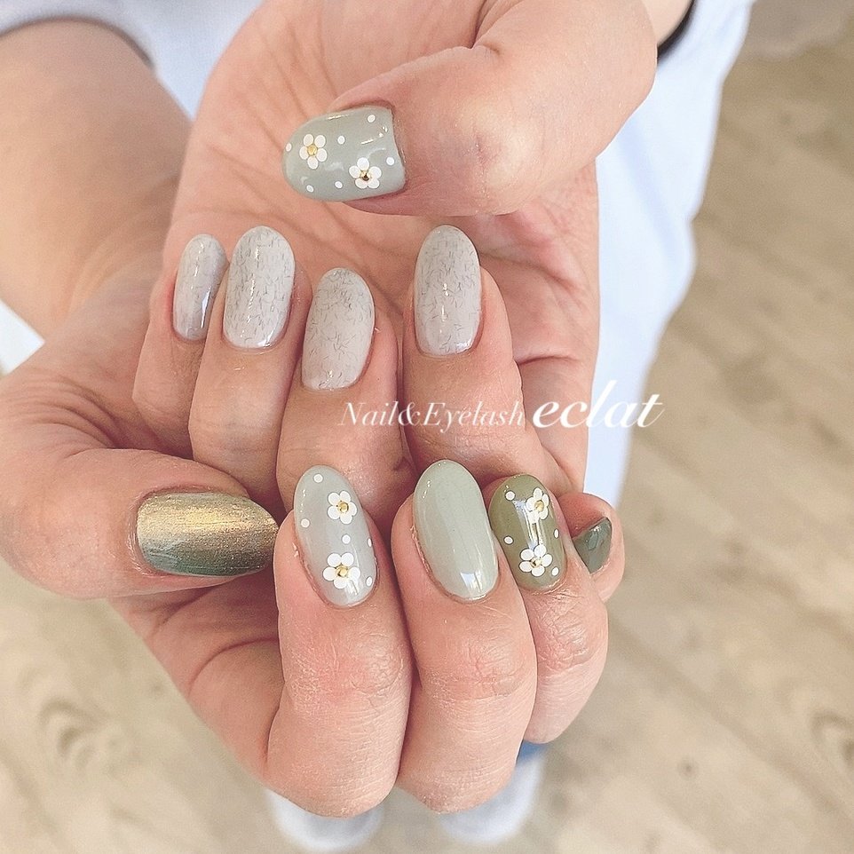 春 女子会 ハンド フラワー ミディアム Kuma のネイルデザイン No ネイルブック