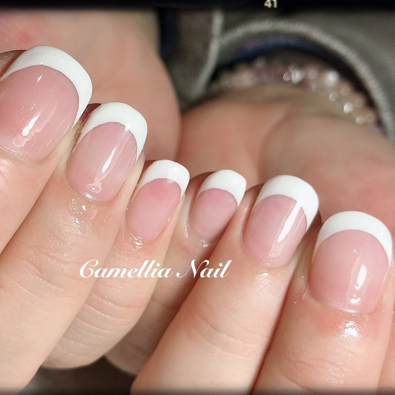 オールシーズン ハンド フレンチ ショート ホワイト Camellia Nailのネイルデザイン No ネイルブック