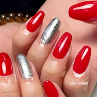 冬 シルバー 赤のネイルデザイン ネイルブック