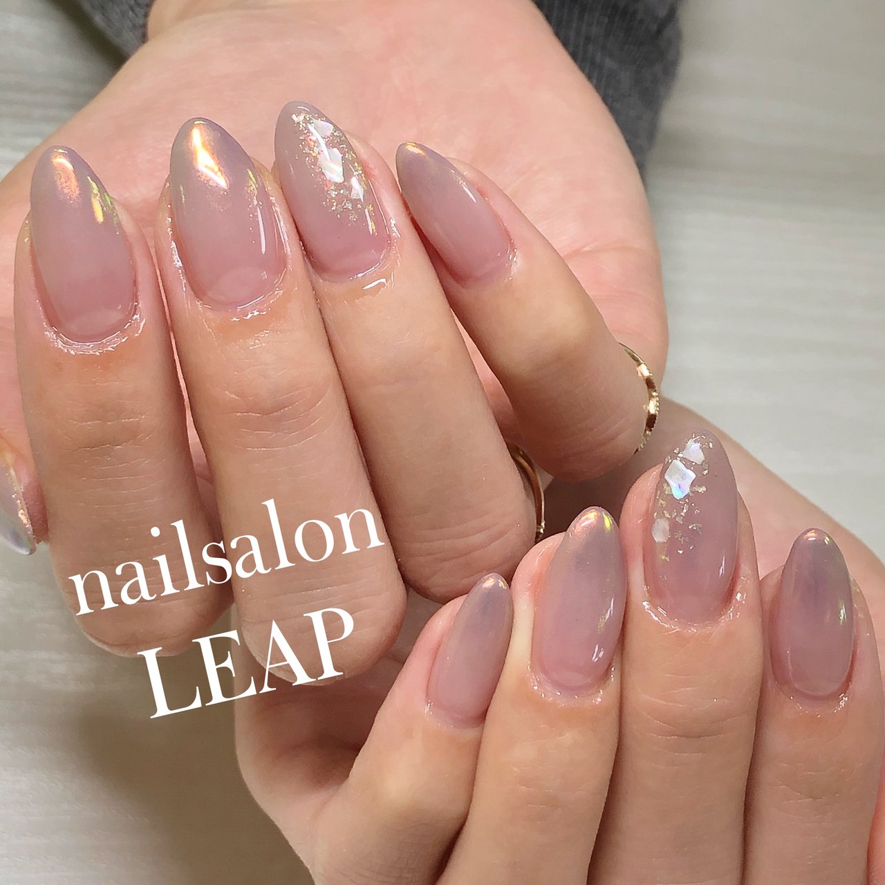 春 オフィス ピンク グレージュ メタリック Nailsalon Leapのネイルデザイン No ネイルブック