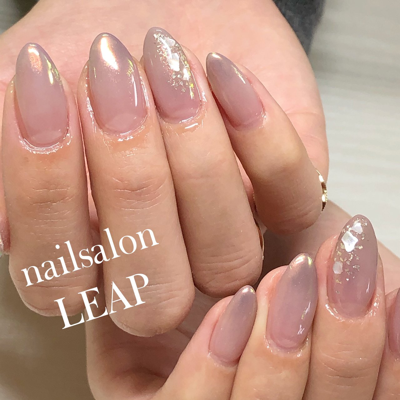 春 オフィス ピンク グレージュ メタリック Nailsalon Leapのネイルデザイン No ネイルブック