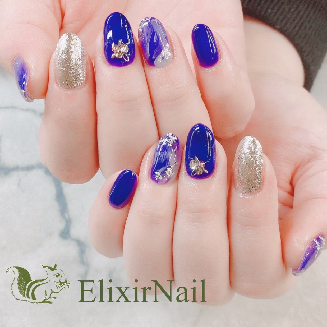 オールシーズン ハンド ワンカラー マーブル ミディアム エリクサーネイルのネイルデザイン No ネイルブック