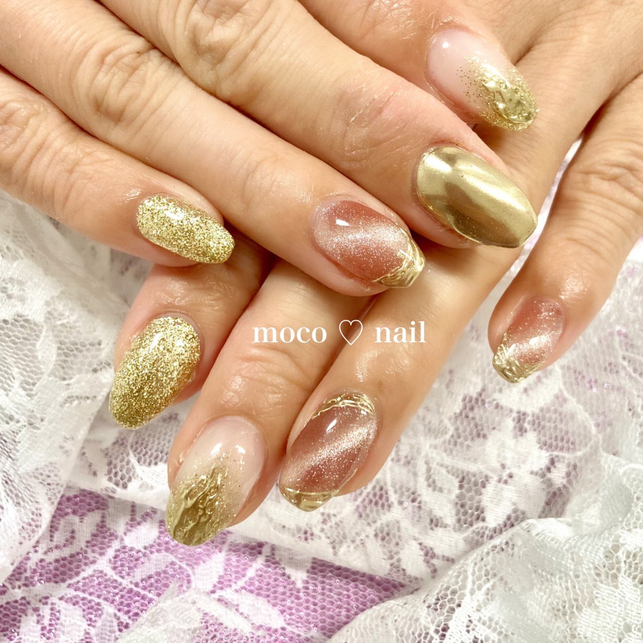 ハンド/ラメ/マグネット/ミラー/ピンク - nail salon Pink Bunnyの