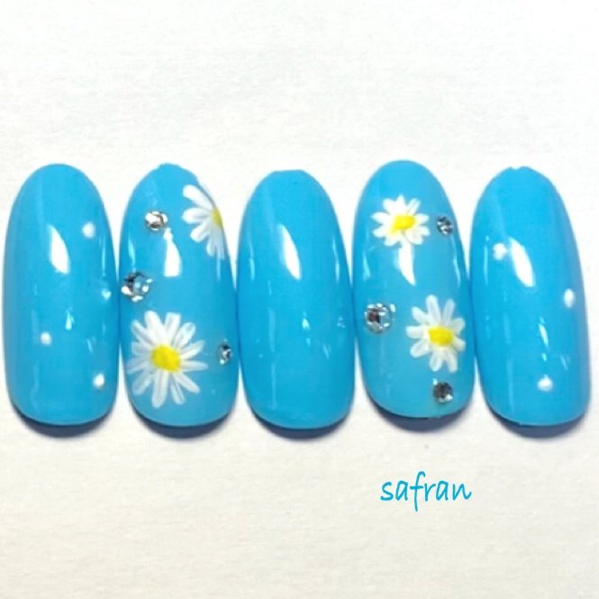 春 夏 ハンド フラワー ロング サフランのネイルデザイン No ネイルブック