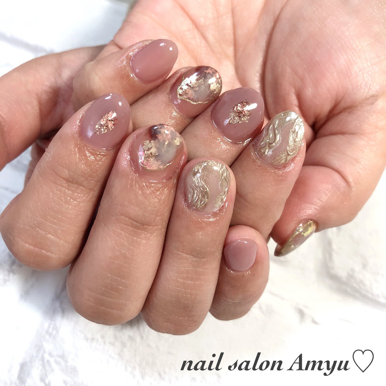 オールシーズン パーティー デート 女子会 ベージュ Nailsalon Amyu のネイルデザイン No ネイルブック