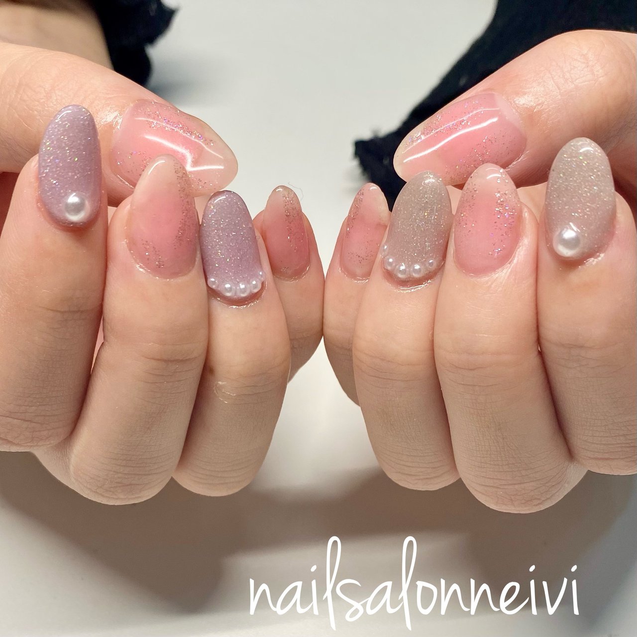 春 オールシーズン ハンド ベージュ ピンク Nailsalon Neiviのネイルデザイン No ネイルブック