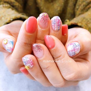 ネイビー ピンクベージュのネイルデザイン ネイルブック