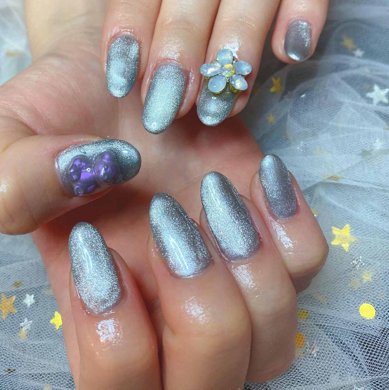 パープル シルバー メタリック パンダ Nail 川崎のネイルデザイン No ネイルブック