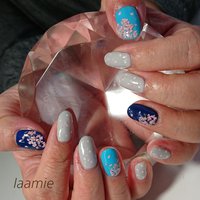 入学式 ブルー グレーのネイルデザイン ネイルブック