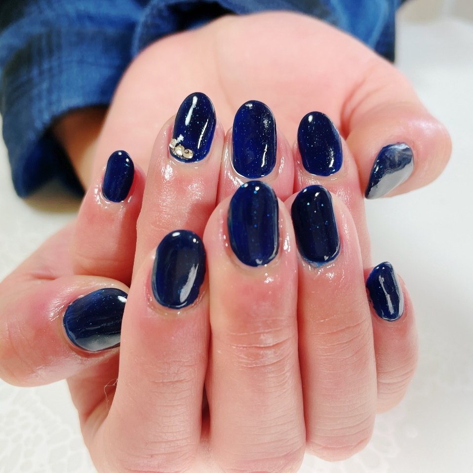 オールシーズン ワンカラー ネイビー Nail Hana001のネイルデザイン No ネイルブック