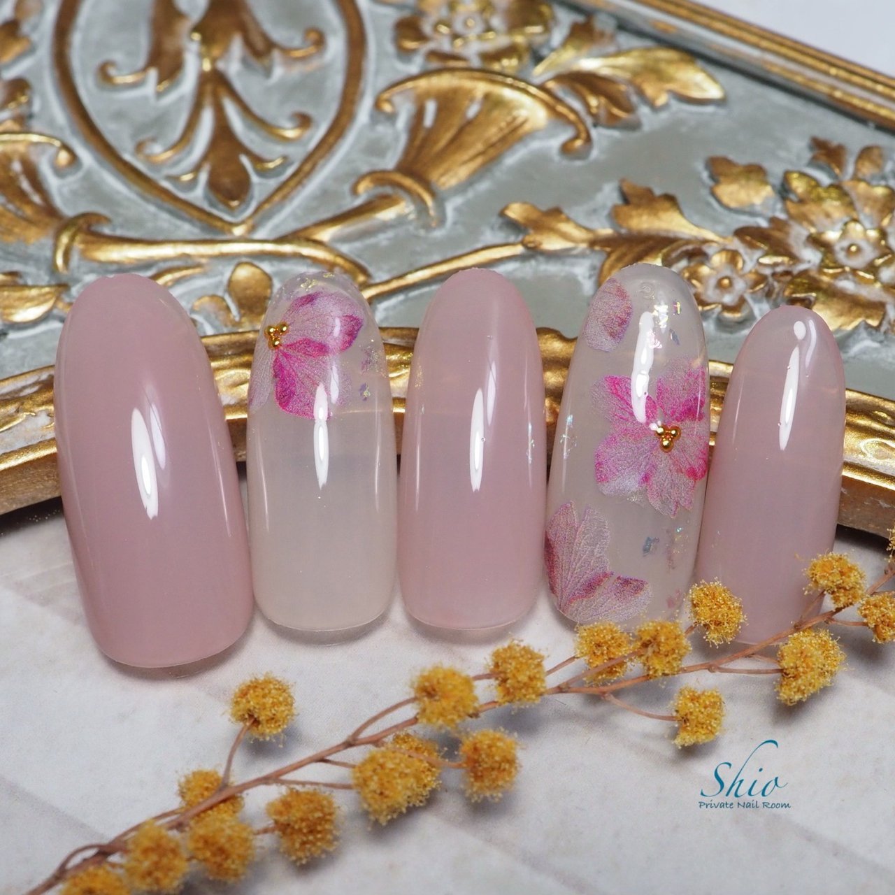 春 ハンド ワンカラー フラワー ピンク Akariのネイルデザイン No ネイルブック