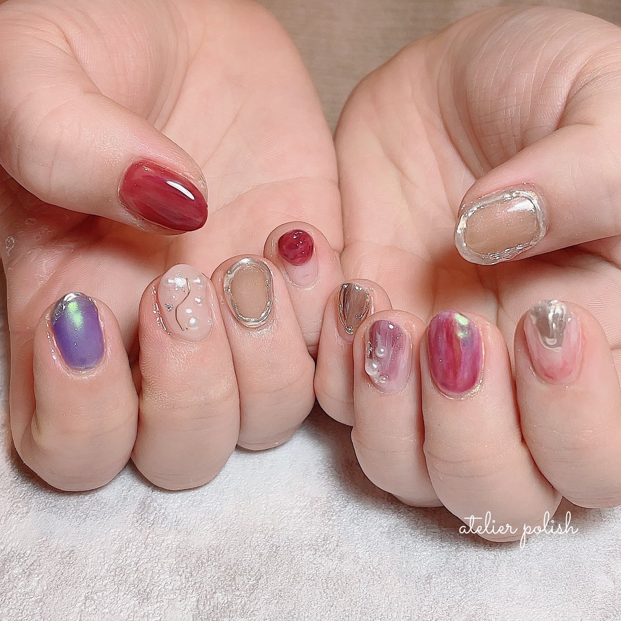 春 オールシーズン ハンド パール ニュアンス 本八幡 Atelier Polish Maiのネイルデザイン No ネイル ブック
