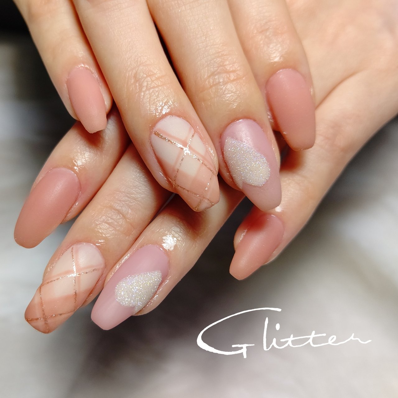 春 オフィス デート ハンド シンプル Glitter Nailのネイルデザイン No ネイルブック