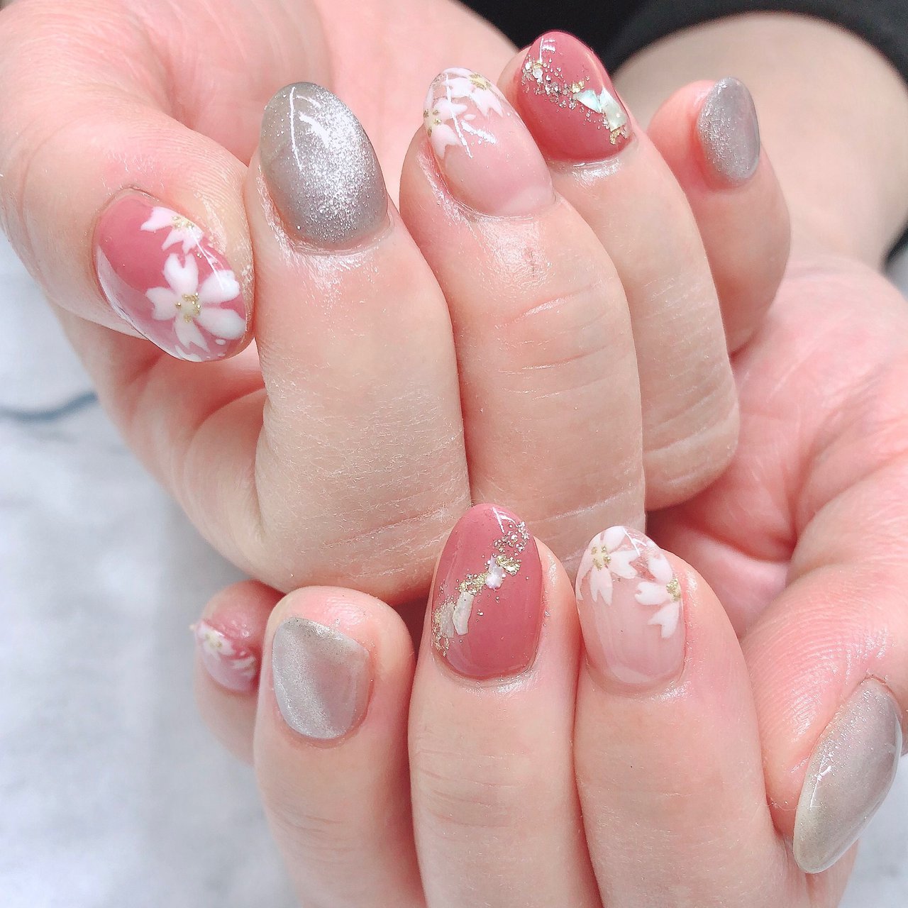 ホワイト/ピンク/シルバー - 💎crystal R ~nail salon~のネイル 
