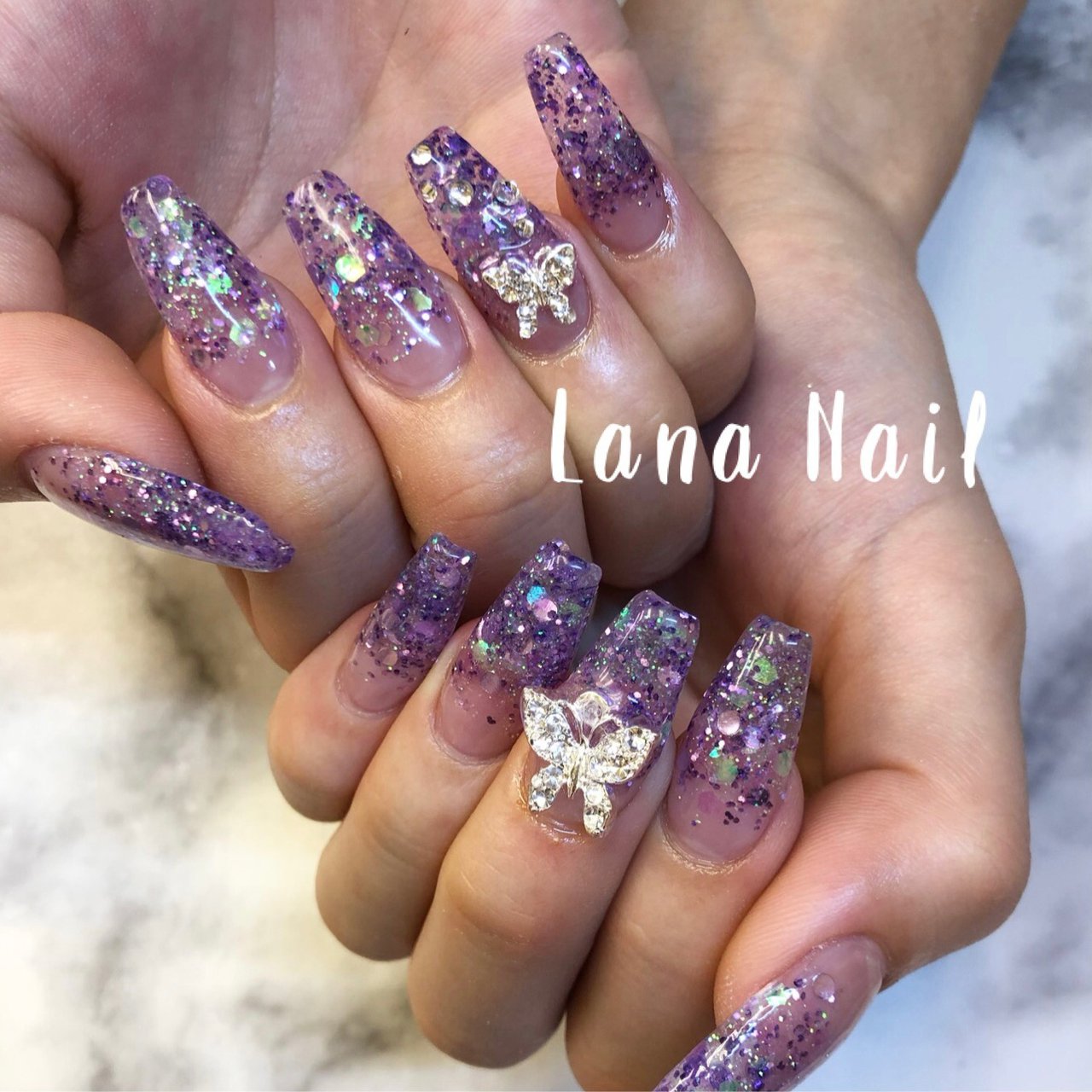 ロング パープル シルバー お客様 Lana Nailのネイルデザイン No ネイルブック