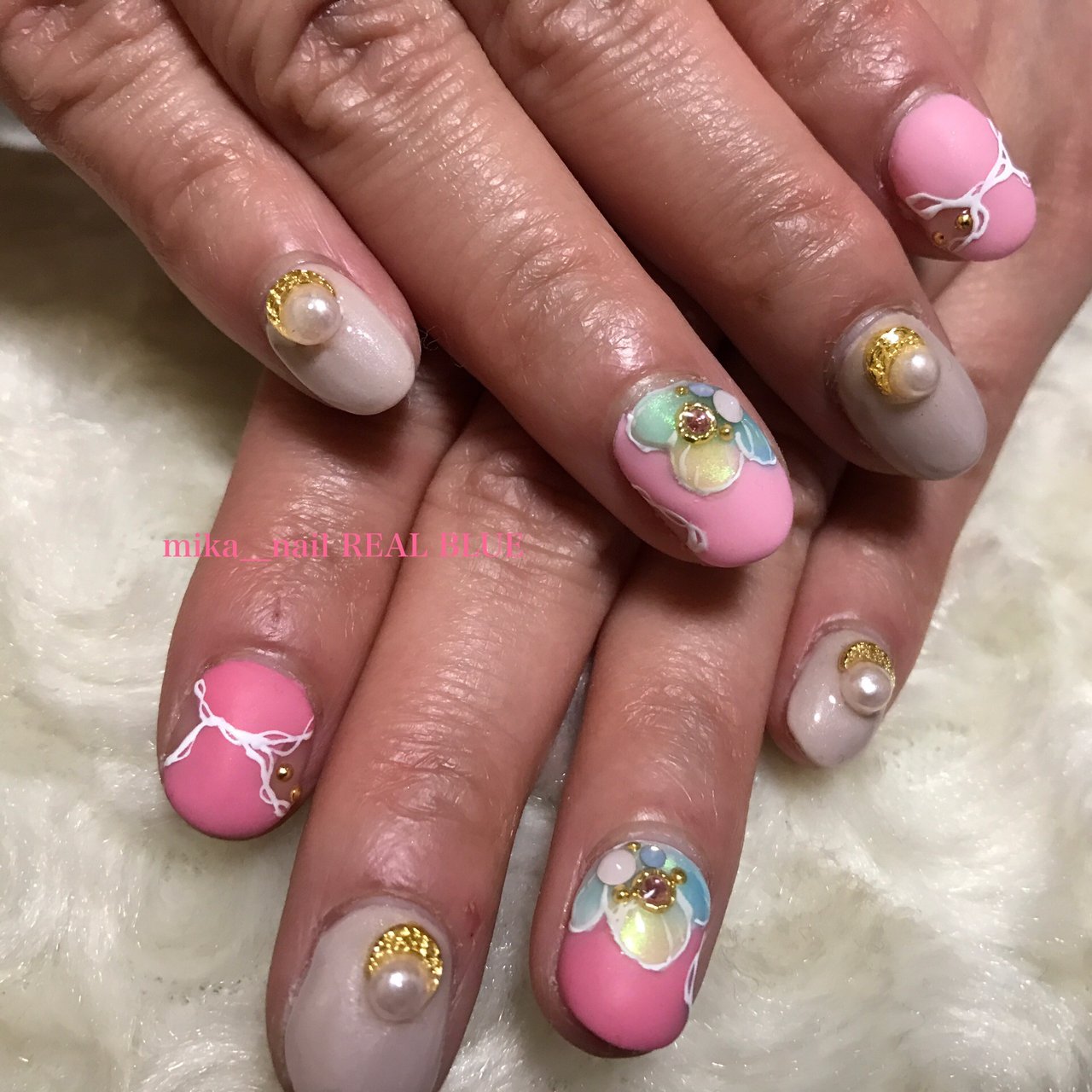 春 夏 ハンド フラワー マット Mika Nailのネイルデザイン No ネイルブック