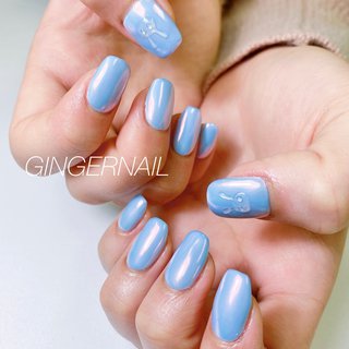 春 水色 うさぎネイルのネイルデザイン ネイルブック