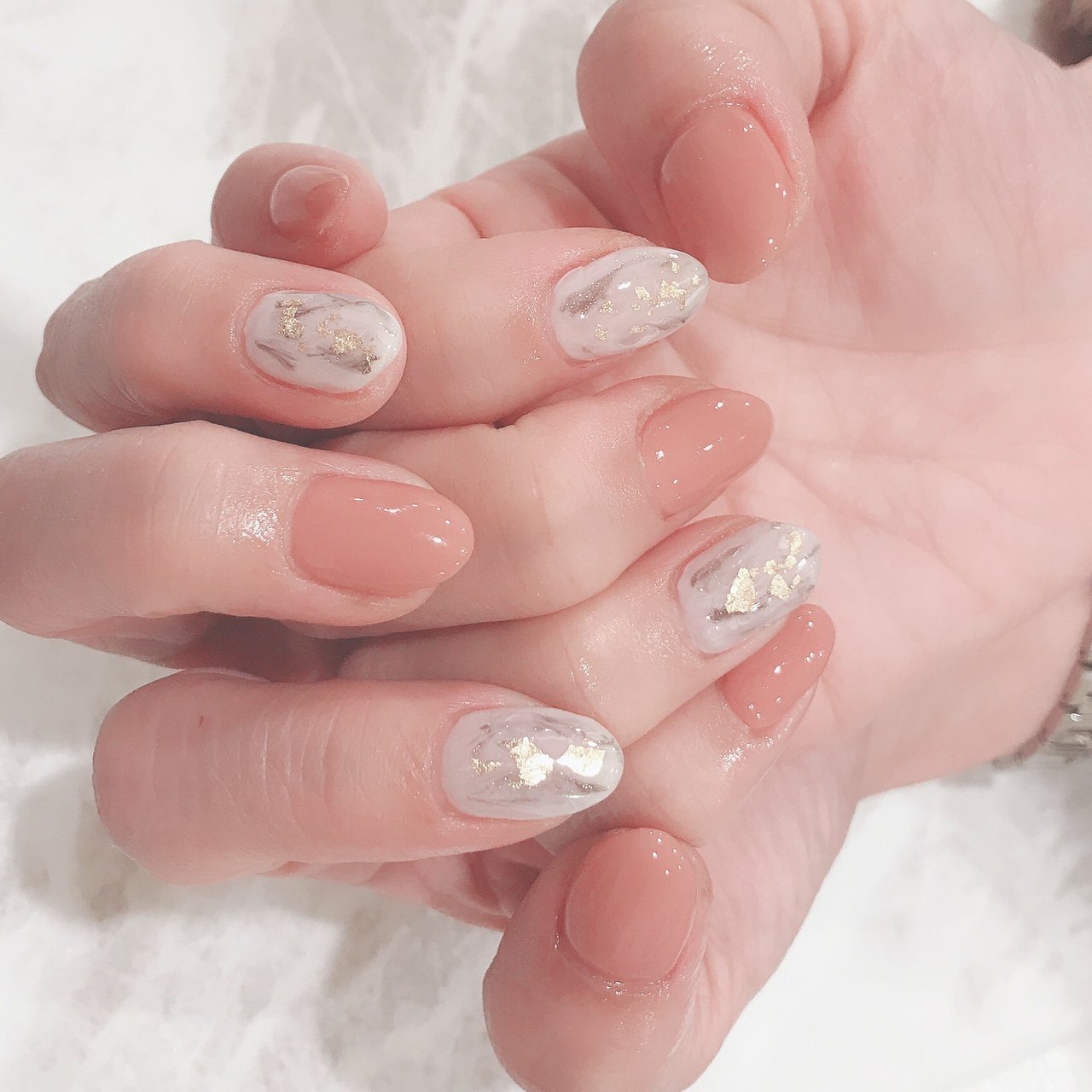 ホワイト ピンク グレージュ ジェル お客様 Yukaのネイルデザイン No ネイルブック