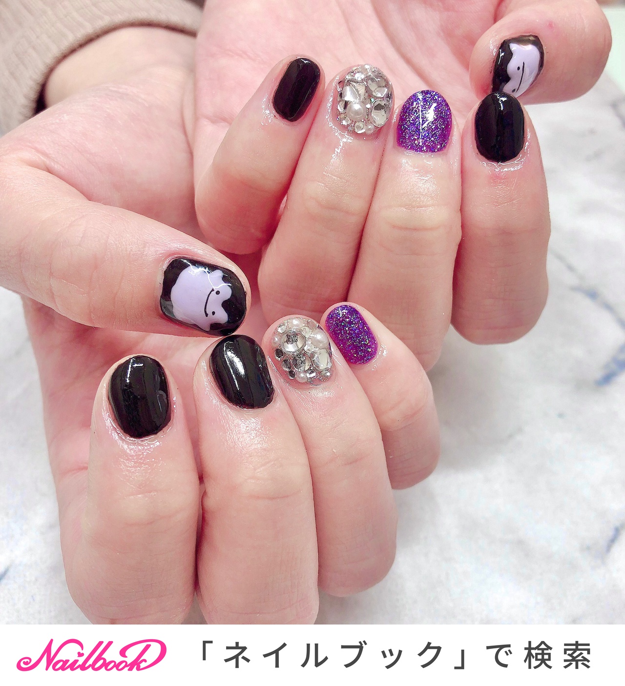 パープル ブラック Crystal R Nail Salon のネイルデザイン No ネイルブック