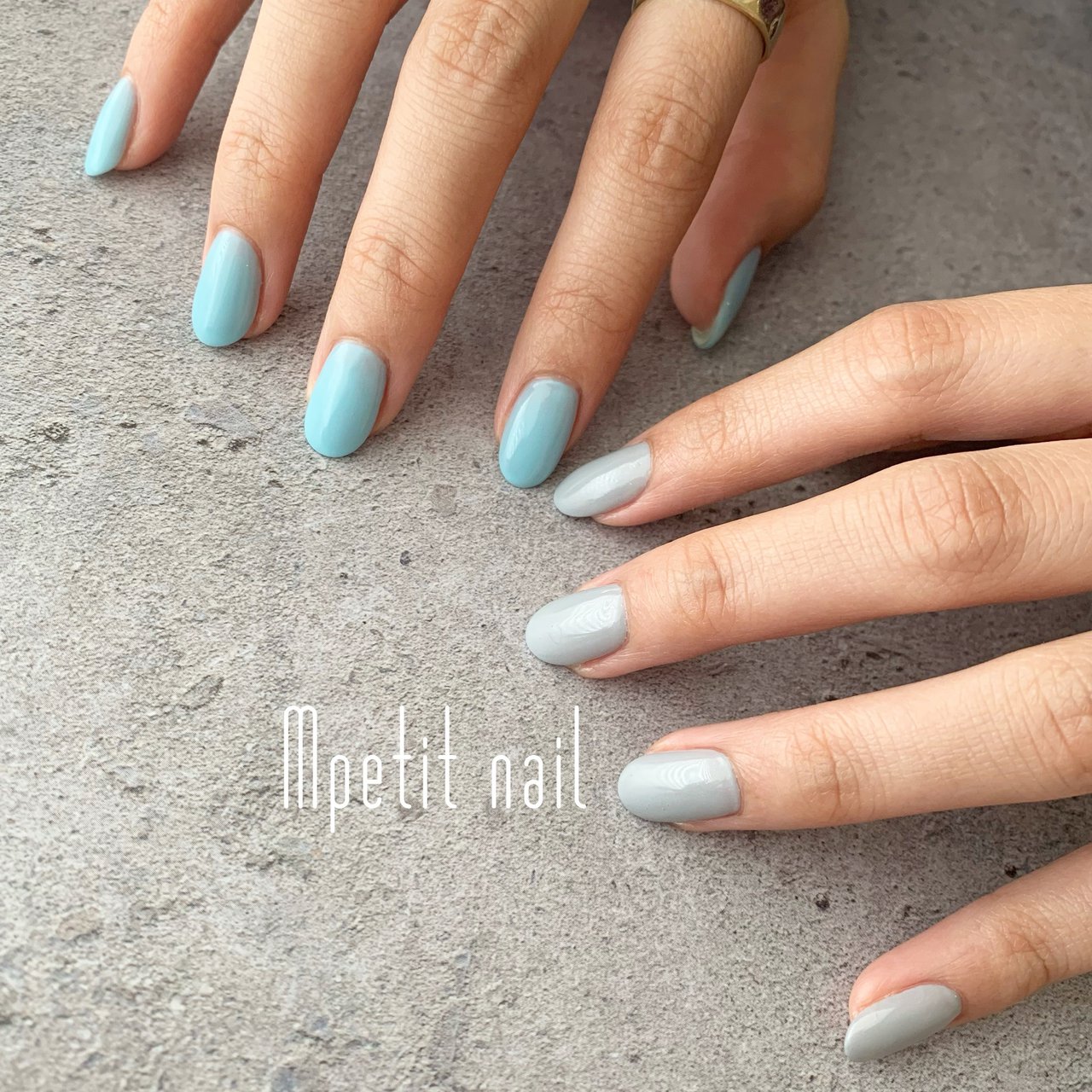 オールシーズン ハンド 水色 グレー ジェルネイル Yucariのネイルデザイン No ネイルブック