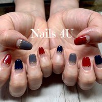 レッド グレーのネイルデザイン ネイルブック