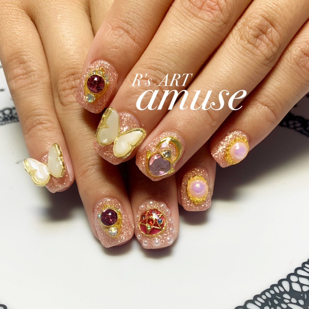 Lipnail＆Glitter💄🍿❤️ #ギラギラネイル#ロングネイル