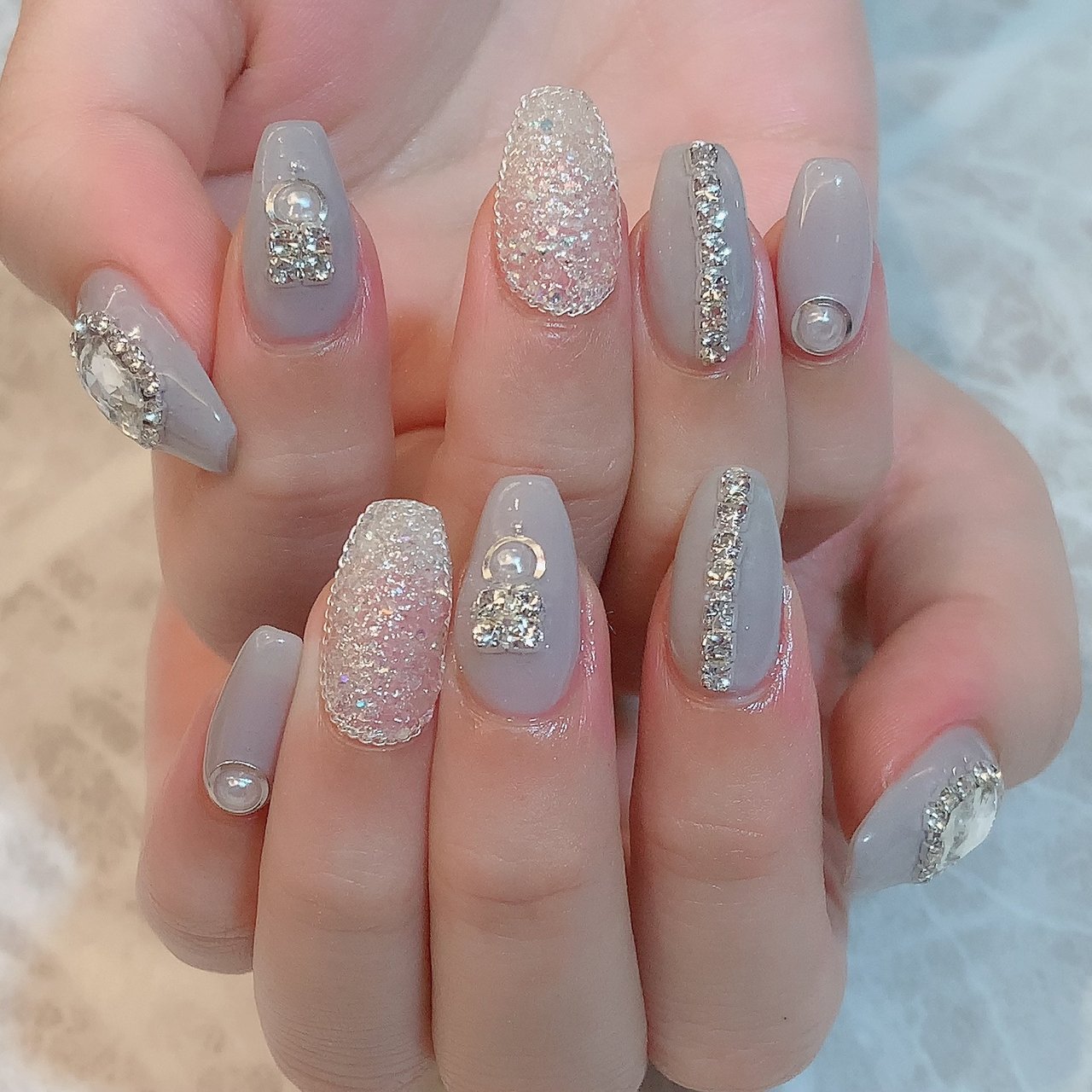 オールシーズン ハンド ビジュー クリスタルピクシー ミディアム Nailsalondecorのネイルデザイン No ネイルブック