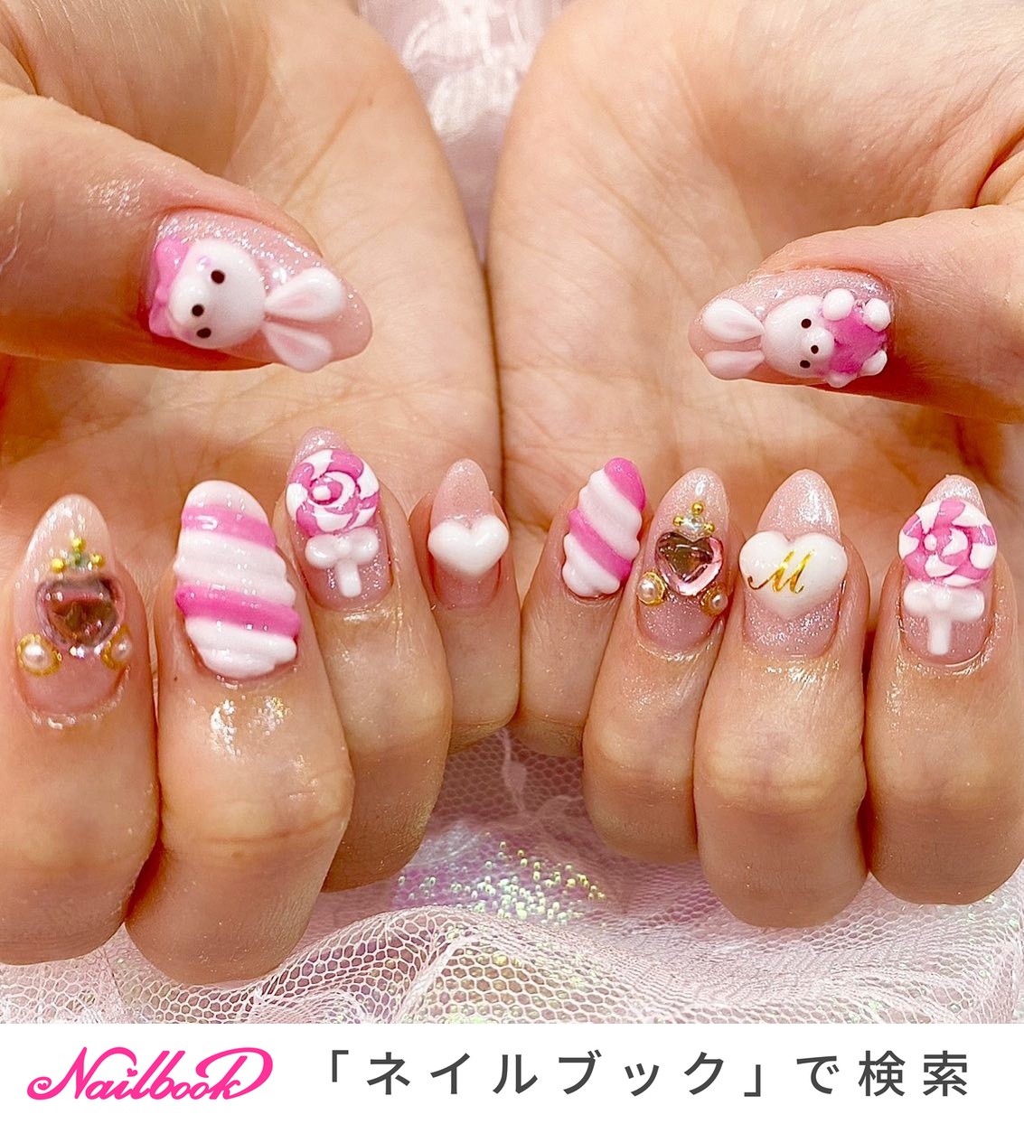 ハート/キャラクター/スイーツ/リボン/スカルプチュア - NAILSGOGO