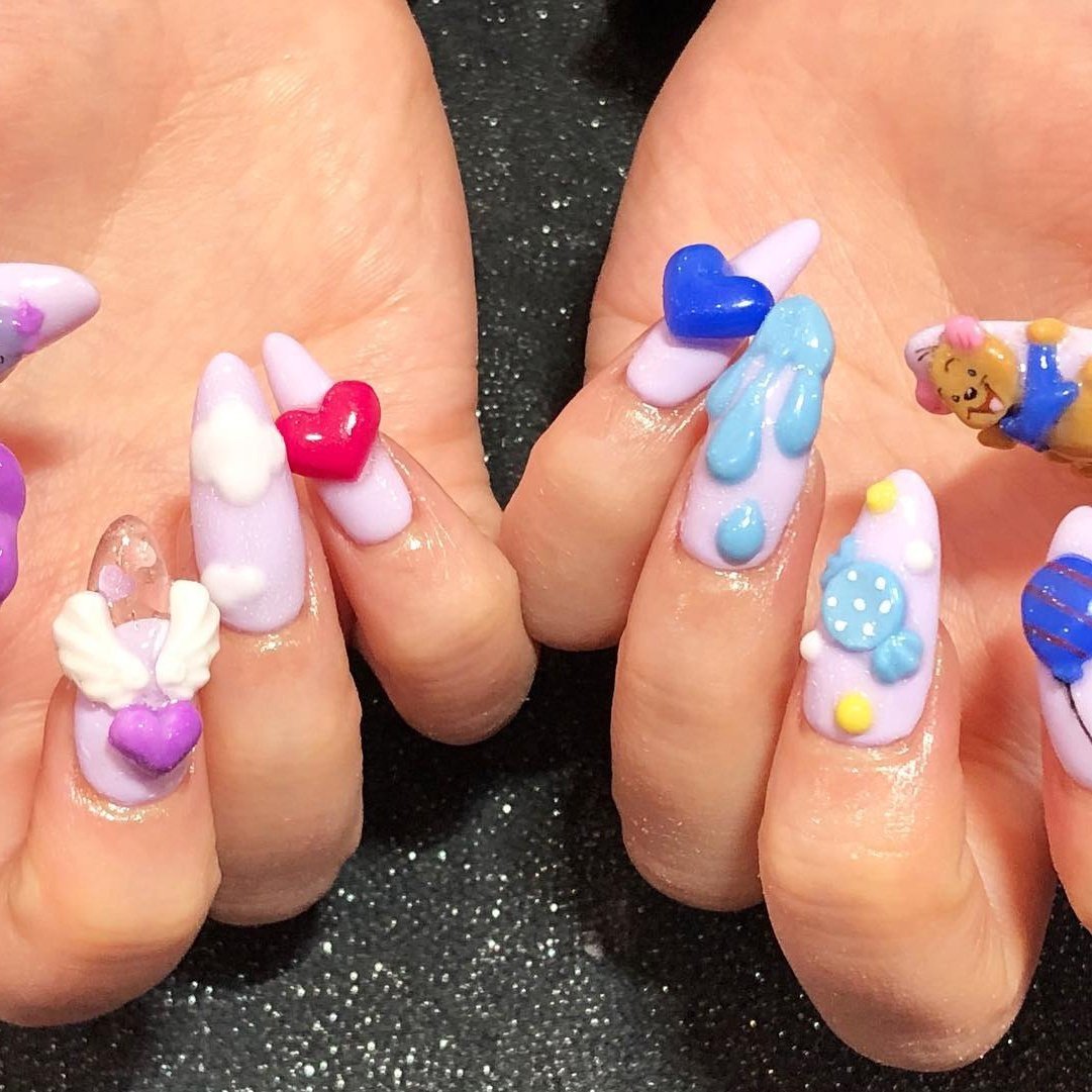 痛ネイル キャラクター 星 3d リボン Nailsgogo Shibuya Nailsalonのネイルデザイン No ネイル ブック