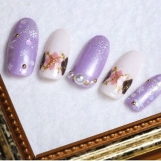 冬 ハンド アーガイル パープル ネイルチップ Allure Quatroのネイルデザイン No ネイルブック