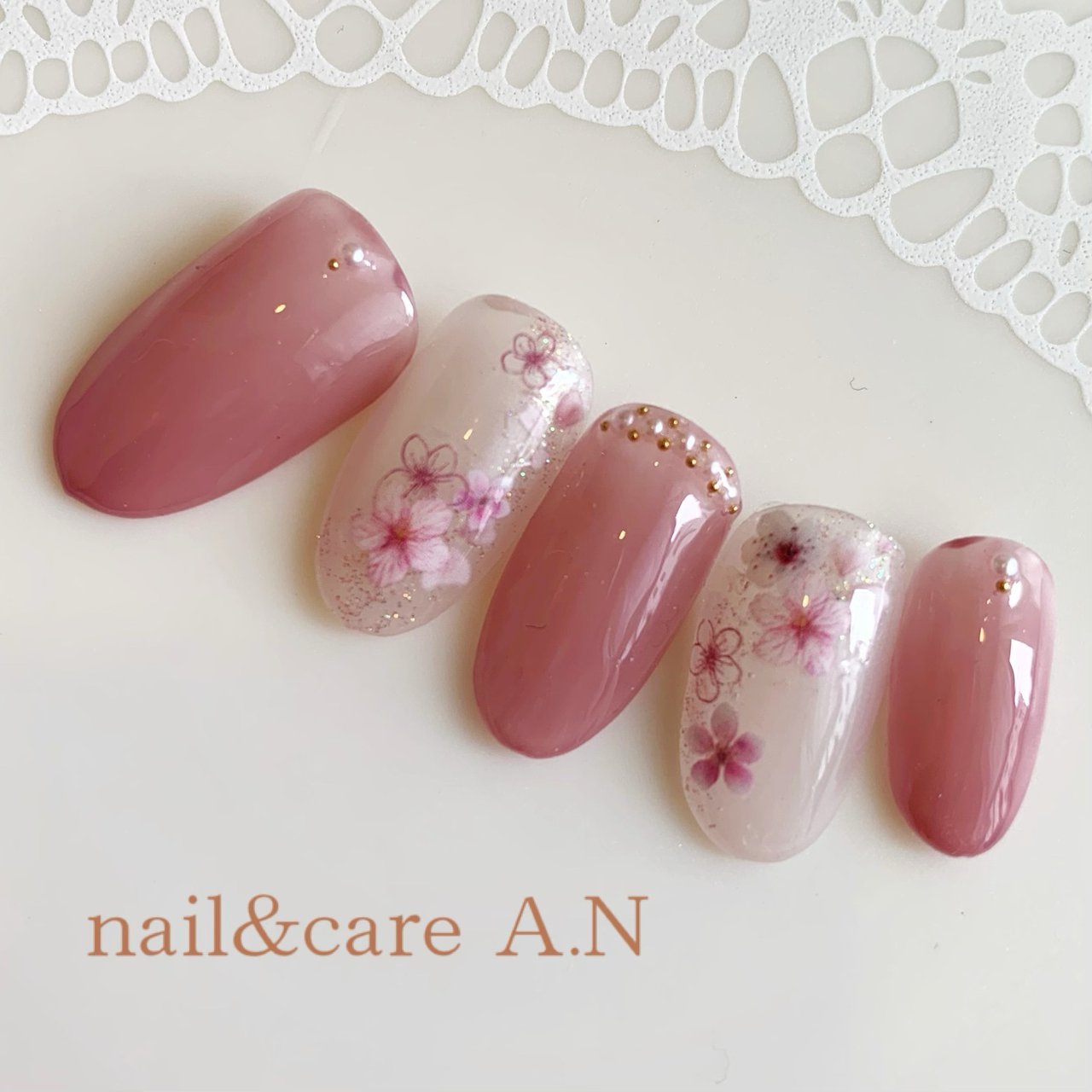 ネイルチップ 現品 オーダー かわいい 春 夏 卒業式 入学式 花 桜 桜ネイル 手書き 卒業式 入学式 ママ ネイルチップ ウェディング