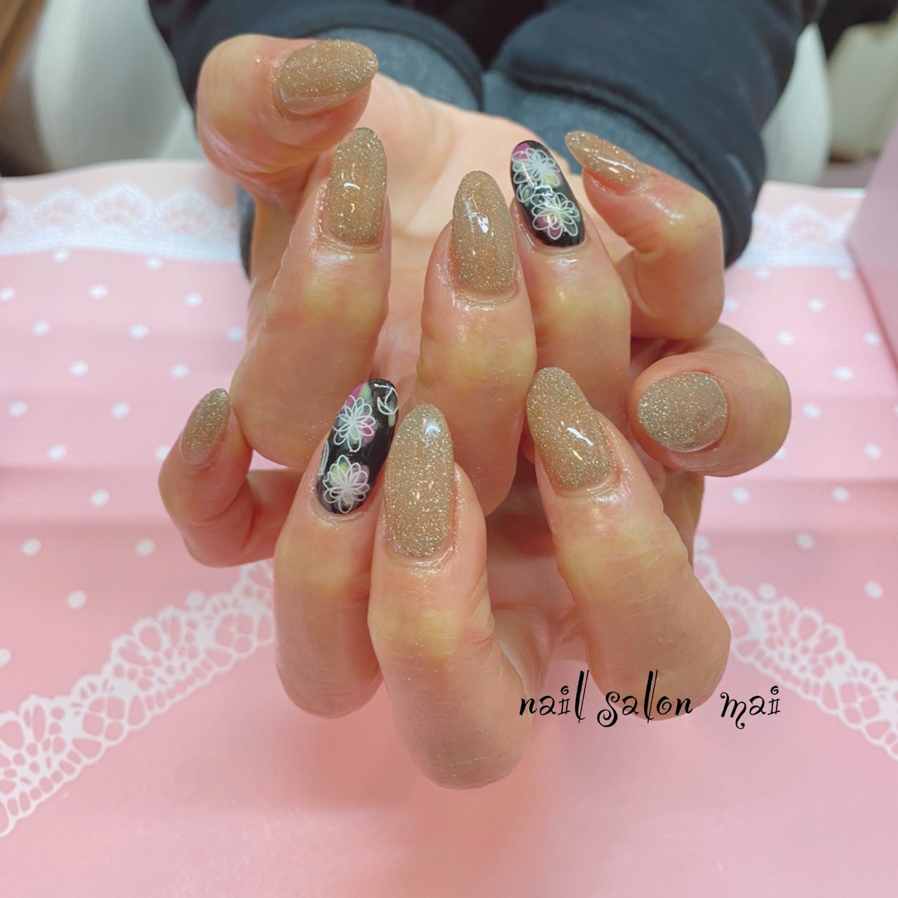 ハンド ベージュ ブラック お客様 まいのネイルデザイン No ネイルブック