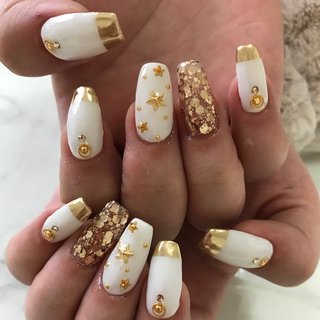 オールシーズン/星/ミラー/ホワイト/ゴールド - NAIL room amery☆の