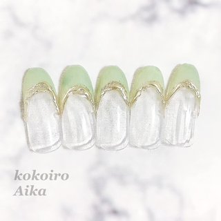 パステルグリーンネイルのネイルデザイン ネイルブック