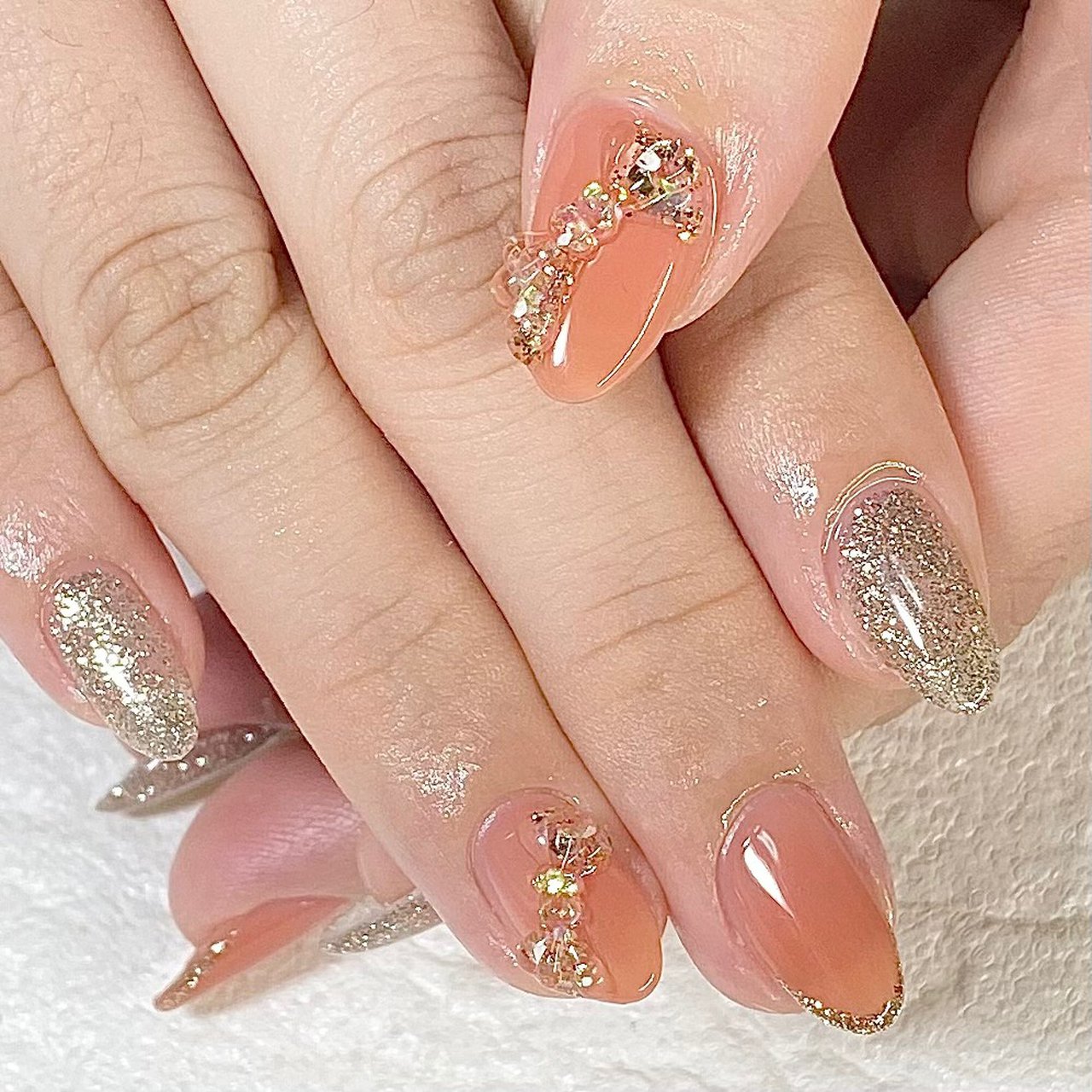 ハンド シンプル ラメ リボン ジェルネイル Nail Salon Lamer ラメール のネイルデザイン No ネイルブック