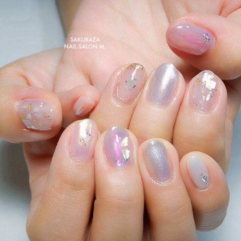 春 夏 ハンド マグネット オーロラ 桜坂ネイルサロンm のネイルデザイン No ネイルブック