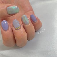 グリーン パープル パステルのネイルデザイン ネイルブック