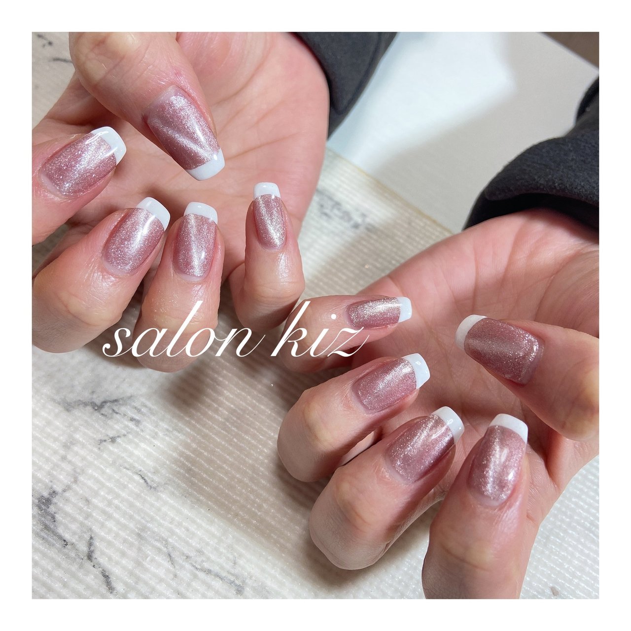 春 オールシーズン ハンド フレンチ マグネット Salon Kiz のネイルデザイン No ネイルブック