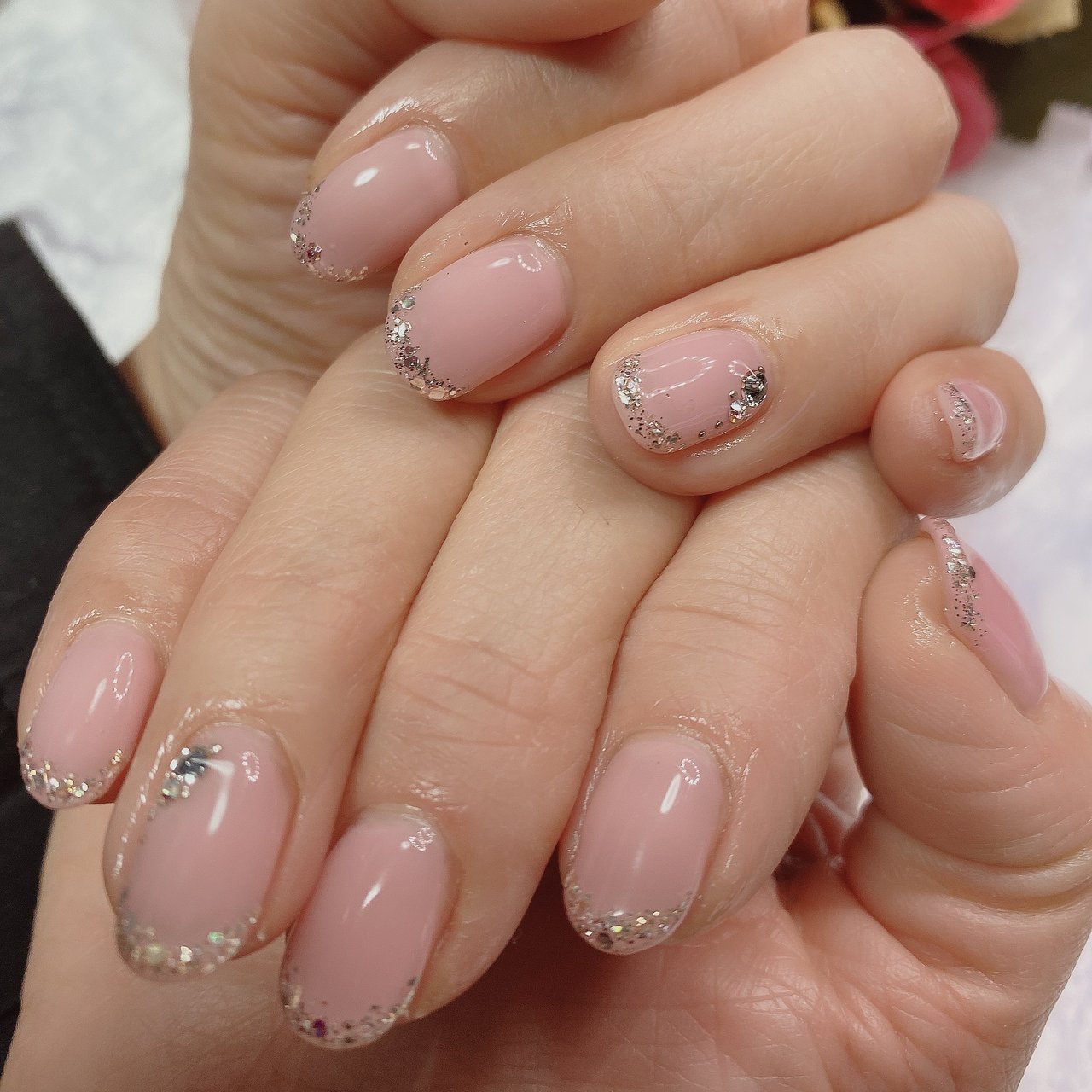 オールシーズン ハンド シンプル フレンチ ラメ 恋するうさぎのネイルデザイン No ネイルブック