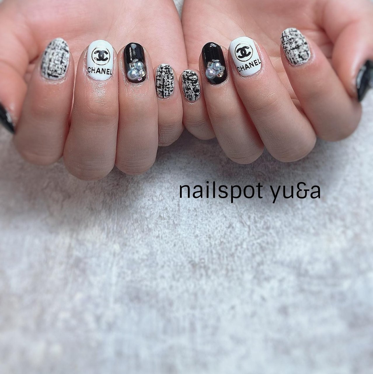 オールシーズン ハンド ツイード ブランド柄 ショート Nail Spot Yu Aのネイルデザイン No ネイルブック