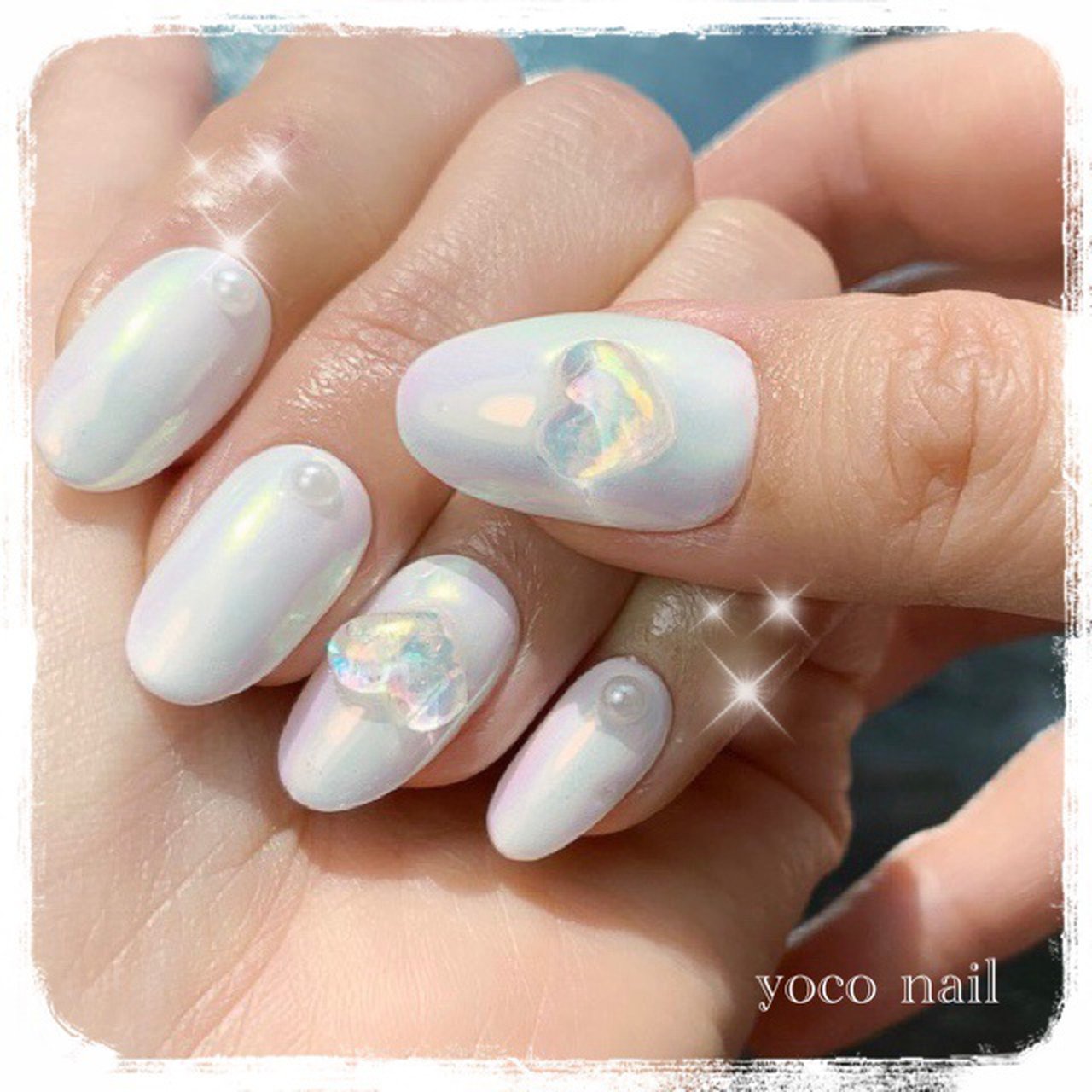 オールシーズン ハンド ミディアム ホワイト ジェルネイル Yoco Nailのネイルデザイン No ネイルブック