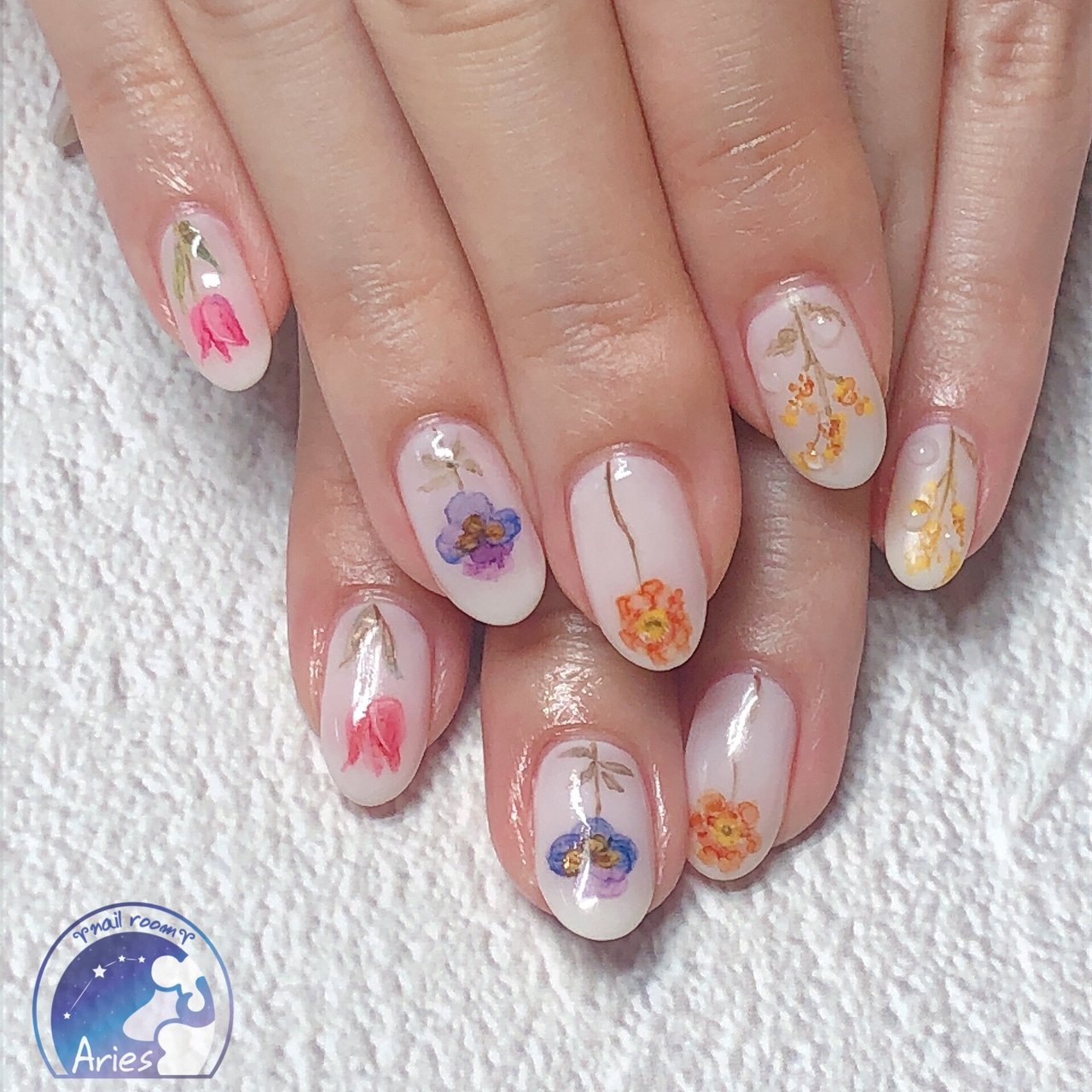 春 ハンド ワンカラー フラワー マット Nail Room Aries ﾈｲﾙﾙｰﾑｴﾘｰｽﾞmaiのネイルデザイン No ネイルブック