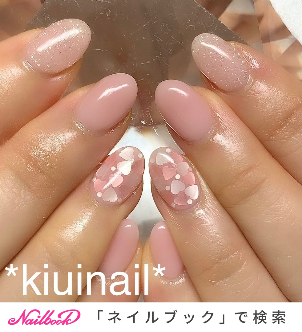 ハンド/ワンカラー/ハート/ミディアム/ピンク - kiuinailのネイルデザイン[No.6158578]｜ネイルブック