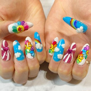 カラフル花のネイルデザイン ネイルブック
