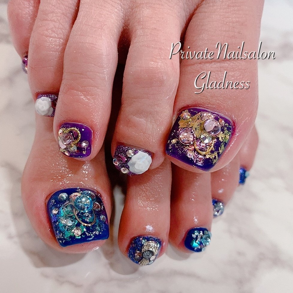 春 夏 フット ビジュー 3d Nailsalon Gladnessのネイルデザイン No ネイルブック