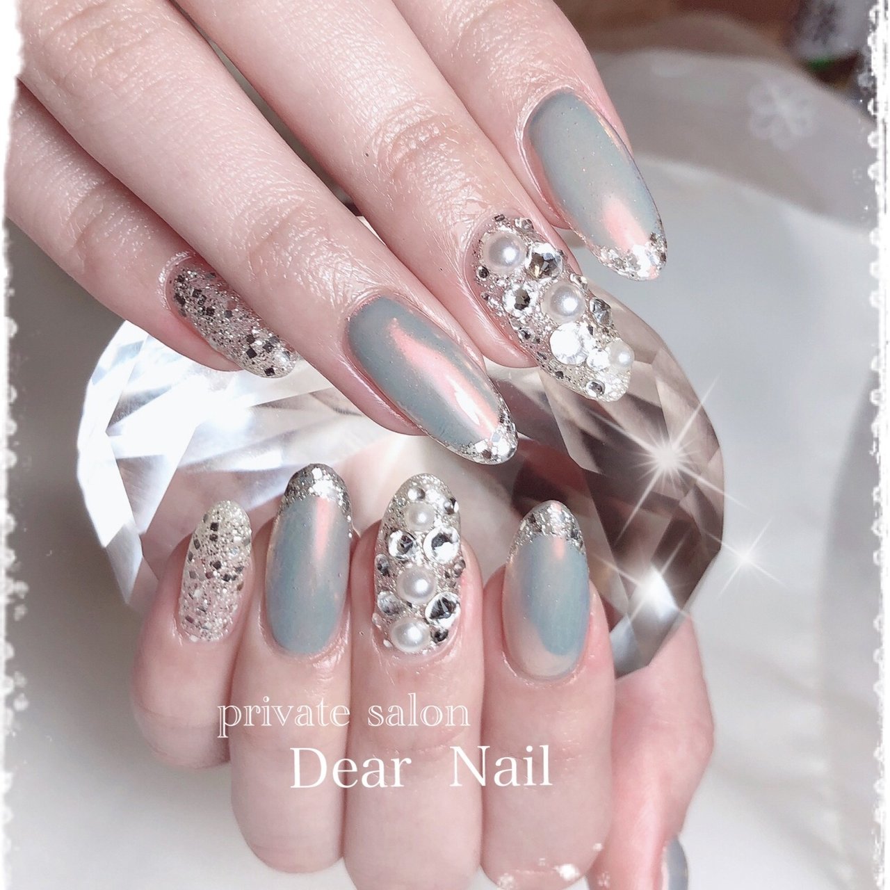 オールシーズン パーティー ハンド フレンチ ラメ Dearnail39のネイルデザイン No ネイルブック